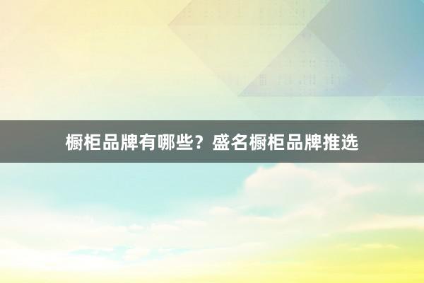 橱柜品牌有哪些？盛名橱柜品牌推选